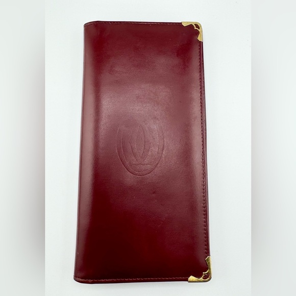 Cartier Other - CARTIER Mastline Long Wallet Bi-Fold Leather Burgundy Men’s or Women’s